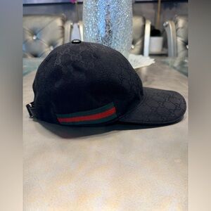 Gucci Black Monogram Sherry Web Baseball Cap UNISEX
